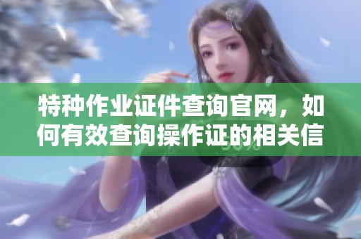 特种作业证件查询官网，如何有效查询操作证的相关信息