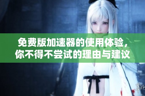 免费版加速器的使用体验，你不得不尝试的理由与建议