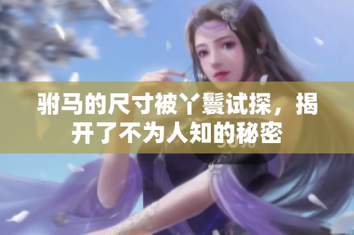 驸马的尺寸被丫鬟试探，揭开了不为人知的秘密