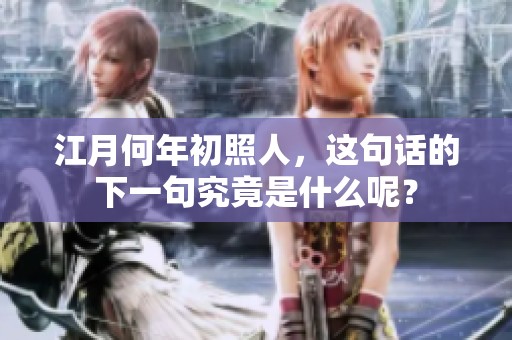 江月何年初照人，这句话的下一句究竟是什么呢？