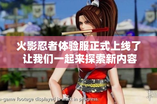 火影忍者体验服正式上线了 让我们一起来探索新内容吧