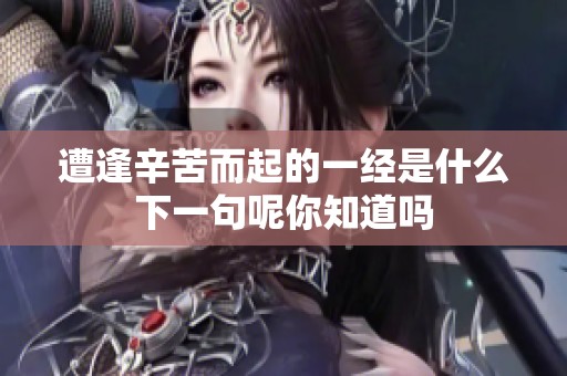 遭逢辛苦而起的一经是什么下一句呢你知道吗