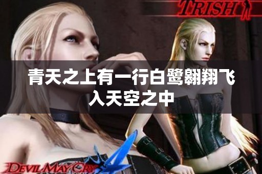 青天之上有一行白鹭翱翔飞入天空之中