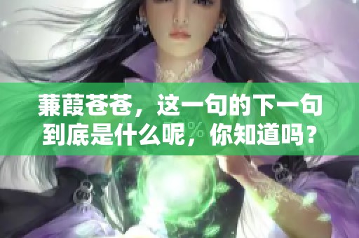 蒹葭苍苍，这一句的下一句到底是什么呢，你知道吗？